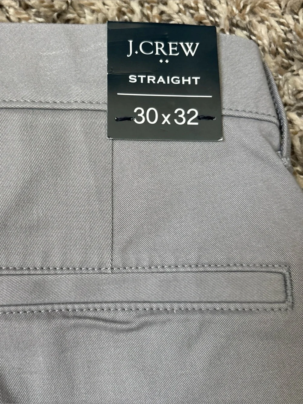 J. Crew Flex Men's Straight Fit Chino Pants, Gray 30x32, NWT